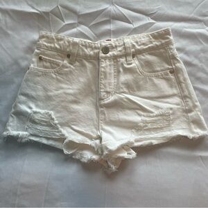 Alice + Olivia Women's Cut-Off Shorts White Distressed Frayed High Rise Size 28